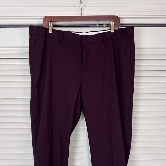 H&M Burgundy Skinny Fit Stretch Dress Pants Mens 40 Regular - Picture 2 of 7